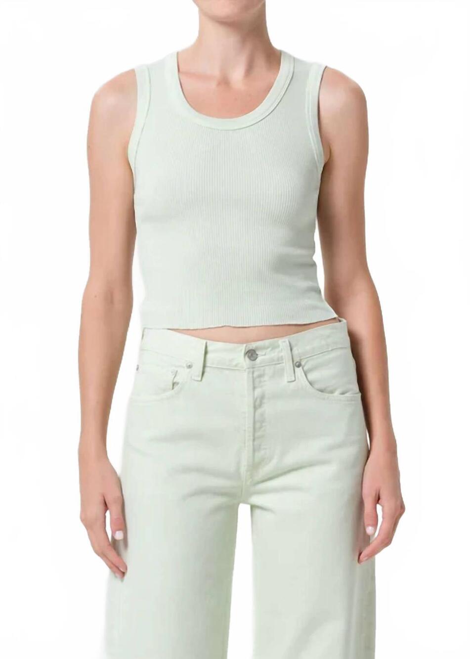 NEW AGOLDE shrunken poppy tank in mint cream